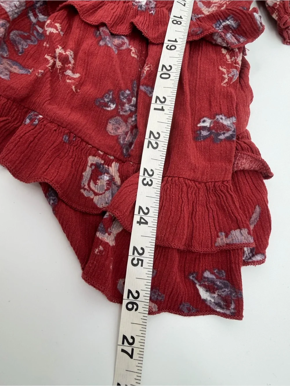 Free People Floral Ruffle Boho Tunic Top Size S